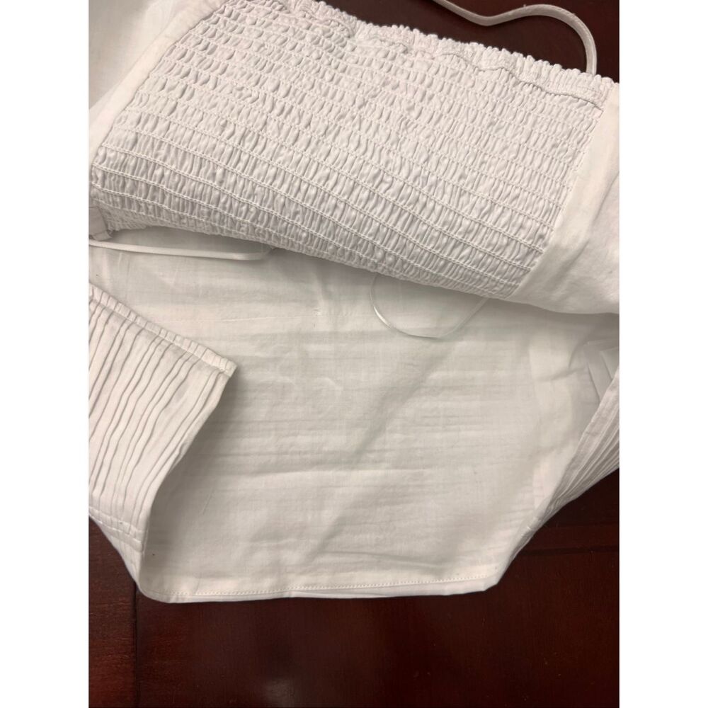 NWT Madewell Women's Poplin Pleated Smocked Crop Tube Top Eyelet White Sz: 12 - Picture 5 of 7